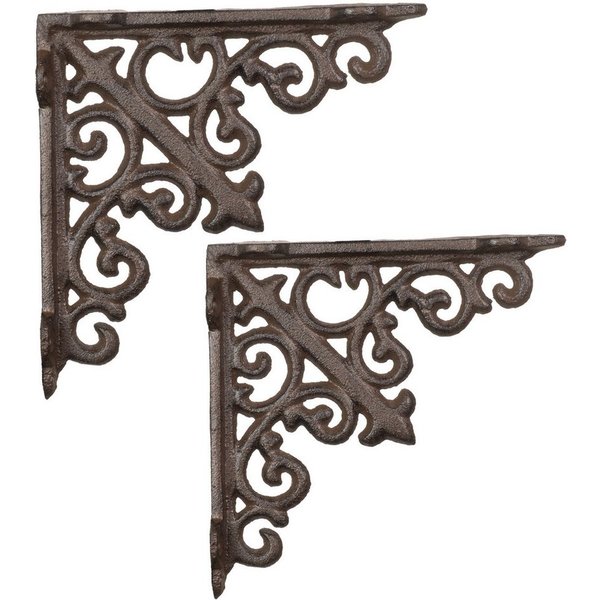 Moritz Wandregalhalter Wandwinkel 2er-Set aus Gusseisen im Antik-Look 14 cm, Regalträger Regalwinkel Regalhalterung Wandregal Regal Kommode