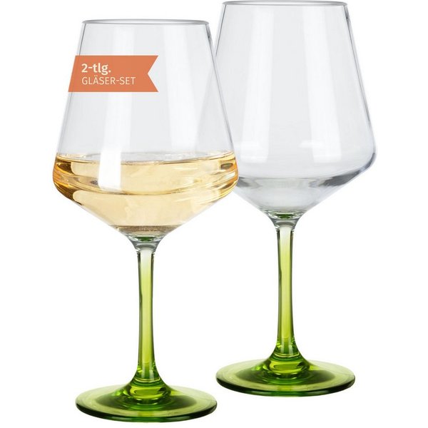 Moritz Weißweinglas Milano Weißweinglas green line 2er Set Polycarbonat 450 ml bruchfest