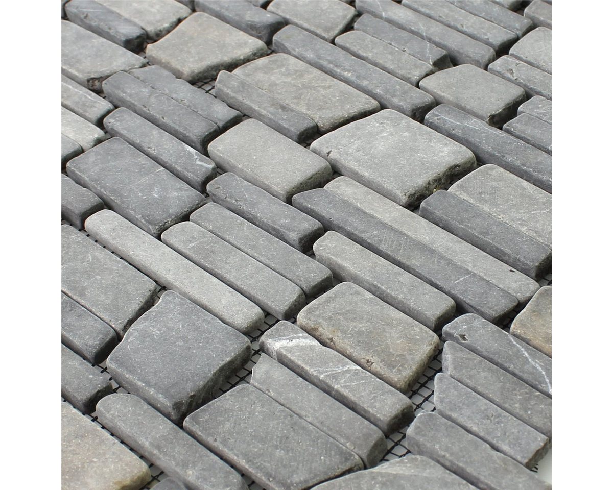 Mosafil Mosaikfliesen Mosaikfliesen Marmor Napola Bricks, Naturstein-Marmor 30.500x30.500, schwarz, Verlegefertig auf ein Netz geklebt - Frostsicher - Wasserfes – Bild 2 von 4