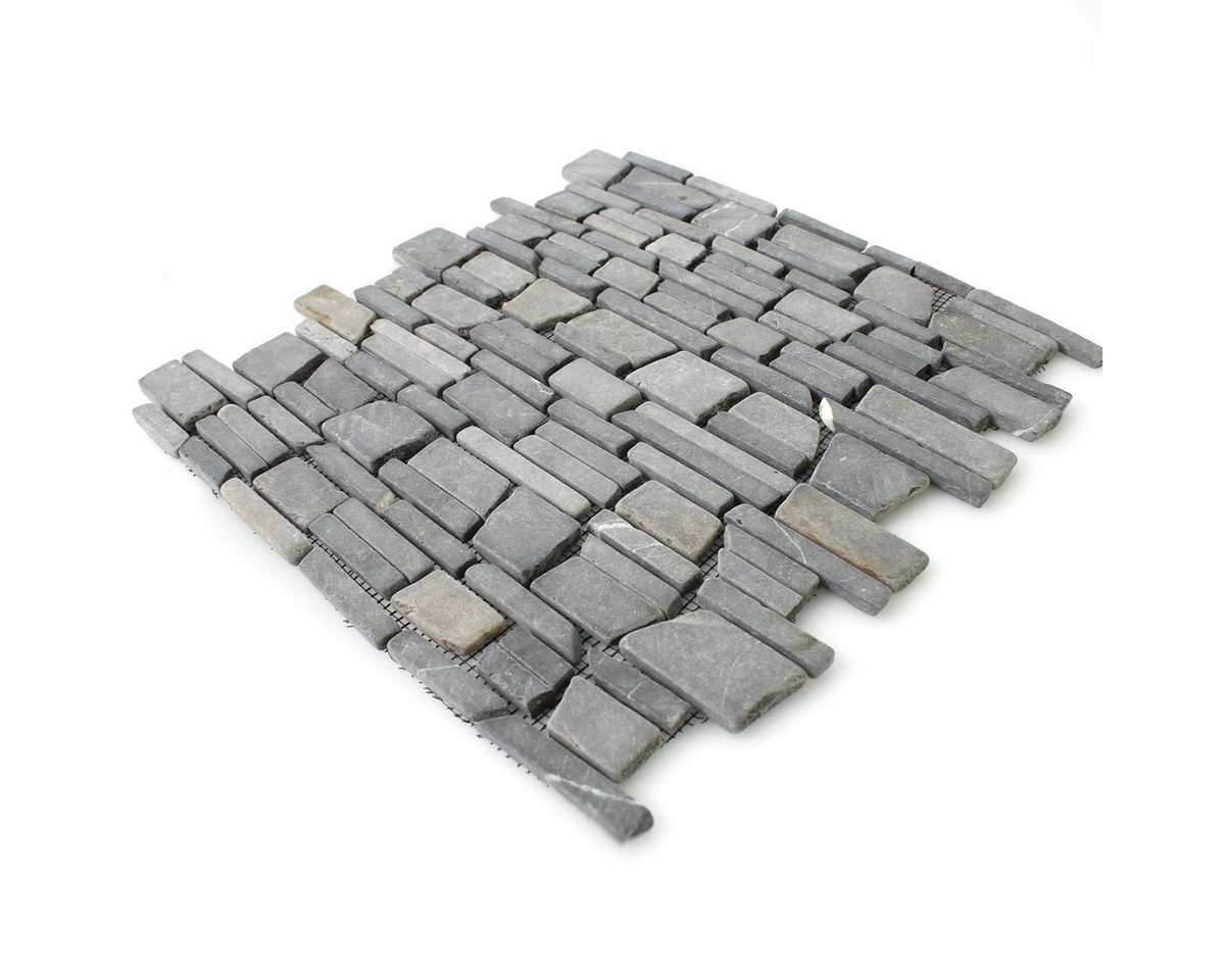 Mosafil Mosaikfliesen Mosaikfliesen Marmor Napola Bricks, Naturstein-Marmor 30.500x30.500, schwarz, Verlegefertig auf ein Netz geklebt - Frostsicher - Wasserfes – Bild 3 von 4