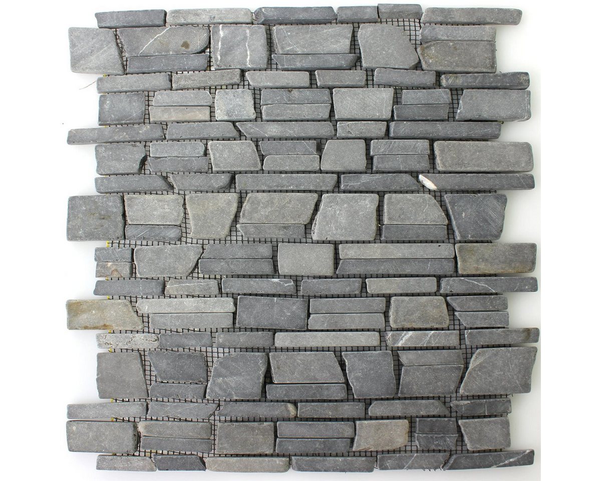 Mosafil Mosaikfliesen Mosaikfliesen Marmor Napola Bricks, Naturstein-Marmor 30.500x30.500, schwarz, Verlegefertig auf ein Netz geklebt - Frostsicher - Wasserfes – Bild 4 von 4