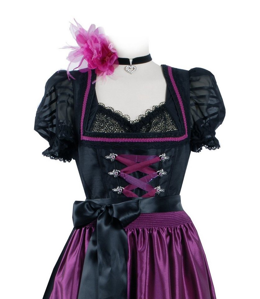 Moschen-Bayern Dirndlbluse Dirndlbluse Damen Trachtenbluse zum Dirndl Kurzarm mit Rüschen + Spitze festlich Schwarz Trachtenbluse, Bluse, Spitzen, festlich, ele – Bild 3 von 3