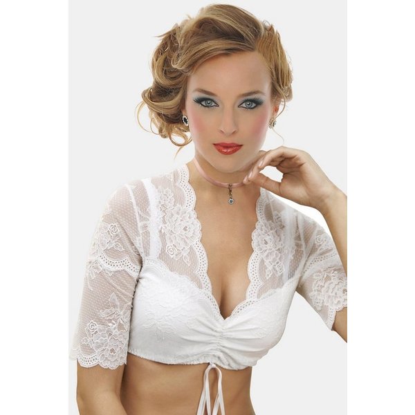 Moschen-Bayern Dirndlbluse Dirndlbluse Damen Trachtenbluse zum Dirndl Kurzarm Spitzenbluse festlich Farbe: Creme Elfenbein Spitzenbluse, Trachtenbluse, Bluse, f