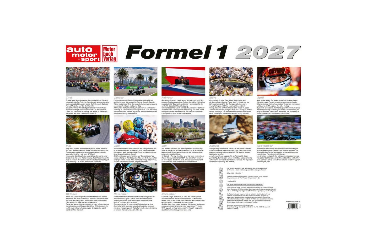 Motorbuch Wandkalender Formel 1 Kalender 2027 – Bild 2 von 5