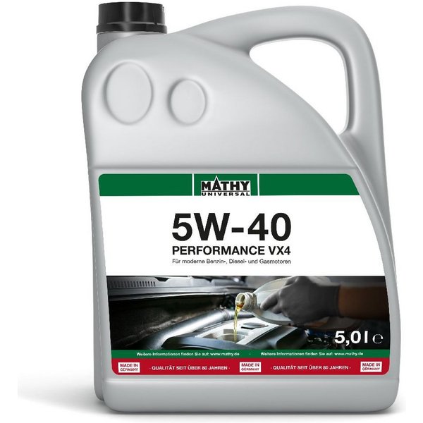 MATHY Motoröl MATHY SAE 5W-40 Performance VX4 5,0 l, (1-tlg), Synthetisches HC-Motoröl