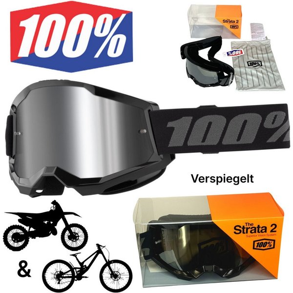 100% Motorradbrille 100% Strata V2 goggle Motocross MTB FR DH Fullfacehelm Schutz Brille