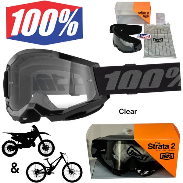 100% Motorradbrille 100% Strata V2 goggle Motocross MTB FR DH Fullfacehelm Schutz Brille