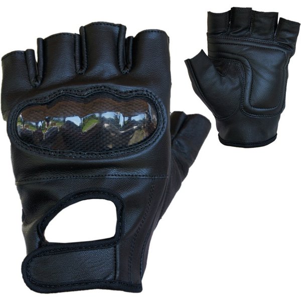 PROANTI Motorradhandschuhe PROANTI fingerlose Leder Chopper Motorradhandschuhe mit Protektor