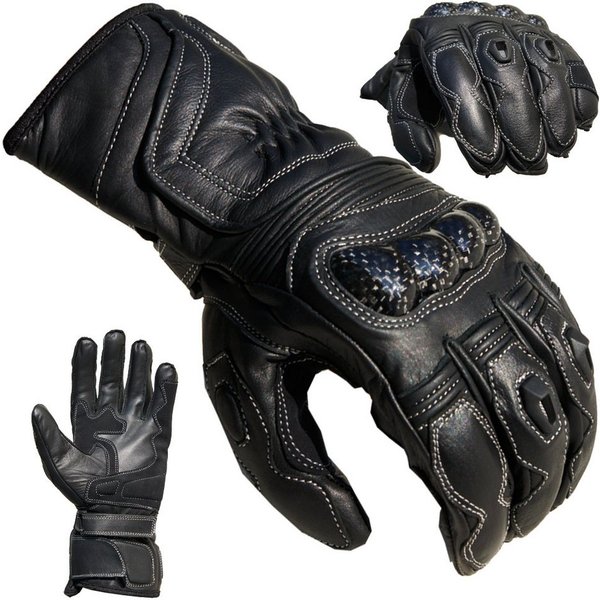 PROANTI Motorradhandschuhe PROANTI Motorradhandschuhe Racing Leder Motorrad Handschuhe schwarz