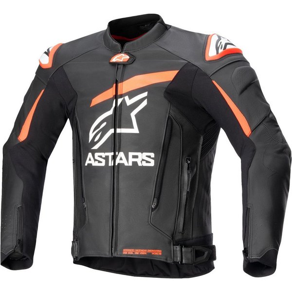 Alpinestars Motorradjacke Alpinestars GP Plus V4 Lederjacke Herren schwarz / fluo-rot / weiss motorrad lederjacke herren