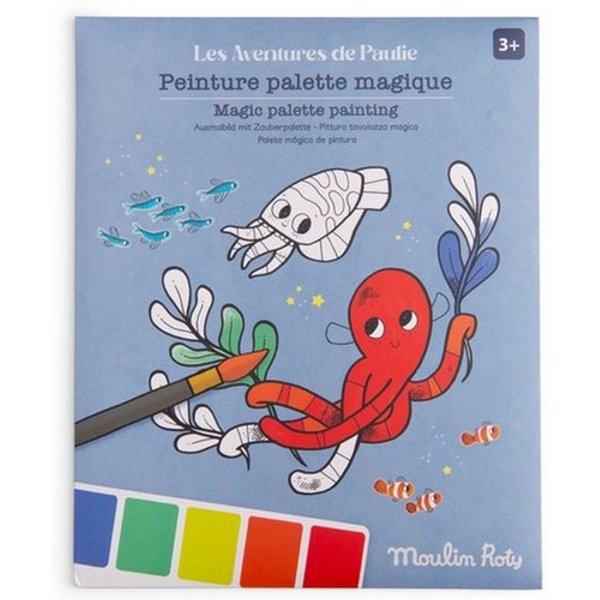 Moulin Roty Malvorlage Ausmalbilder mit Wasserfarben Paulie Ausmalset mit Wasserfarben für (Set), Ausmalset mit Wasserfarben