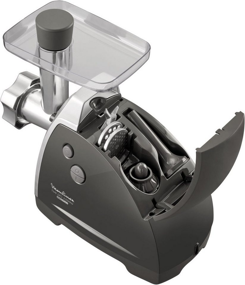 Moulinex Fleischwolf ME6868 Meat Mincer, 2200 W, 4 Zubehörteile inbegriffen, sicheres Reverse-System, schwarz/silber – Bild 5 von 5