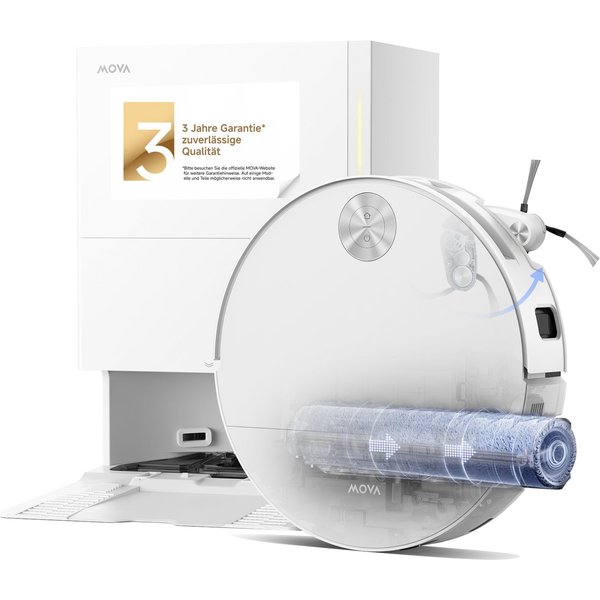 Mova Saugroboter S70 Roller, Saugroboter mit 28.000Pa Saugkraft und HydroForce-Wischen, 700 W, MaxiReach-Technologie, CovertSense-Navigation, 90mm Flaches Gehäu