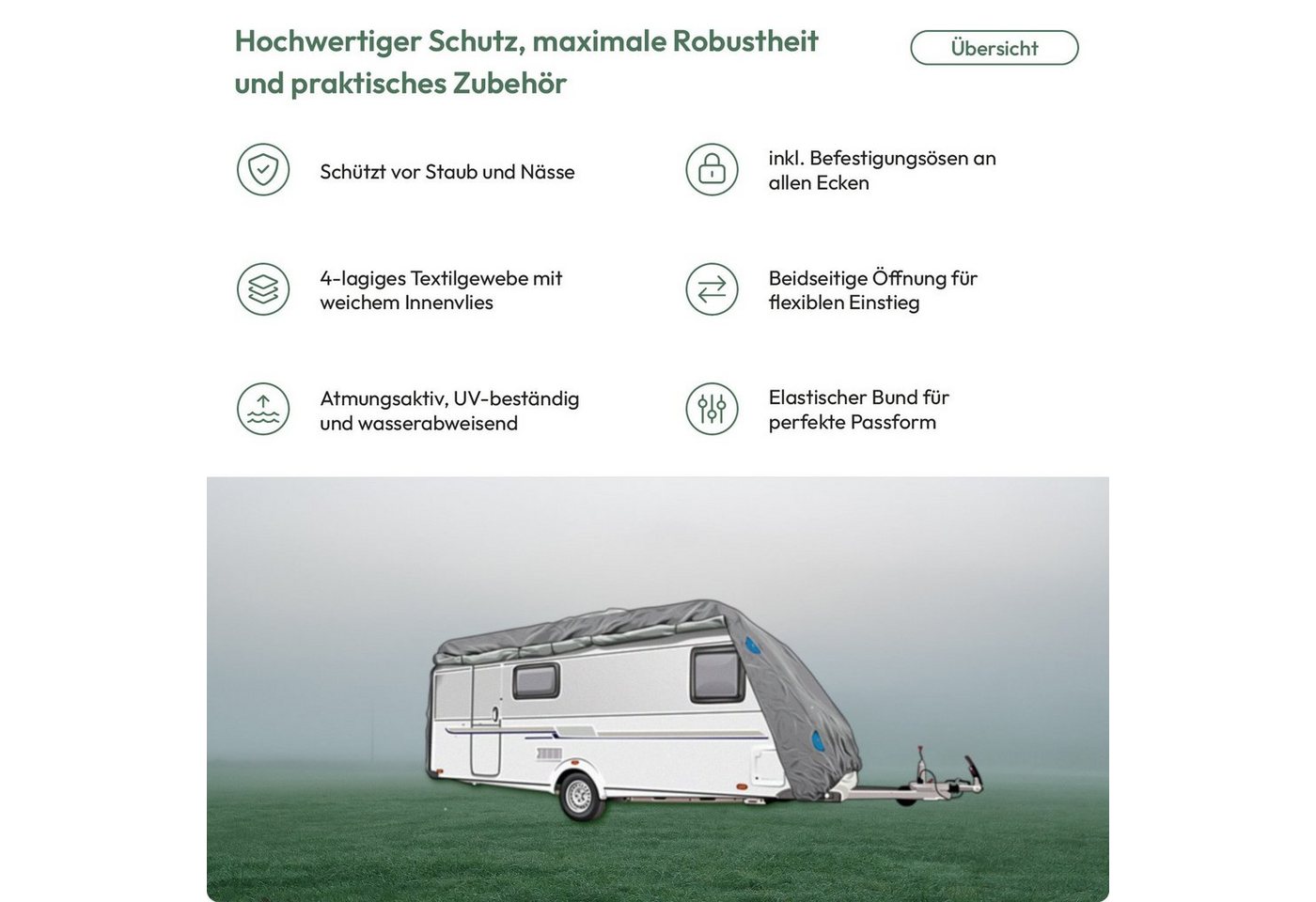 MOVAN Wohnwagenschutzhülle Wohnwagen Plane - Abdeckplane Caravan Cover Schutzhülle Wohnwagenplane – Bild 2 von 5