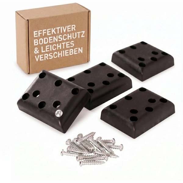 MR.DEKO Strandkorb PE Gleiter Strandkorb Bodenschutz 4er Set, BxTxH: 5x7x2 cm, Für alle handelsüblichen Strandkörbe geeignet, (4er-Set, 4-tlg., 4 PE Gleiter ink