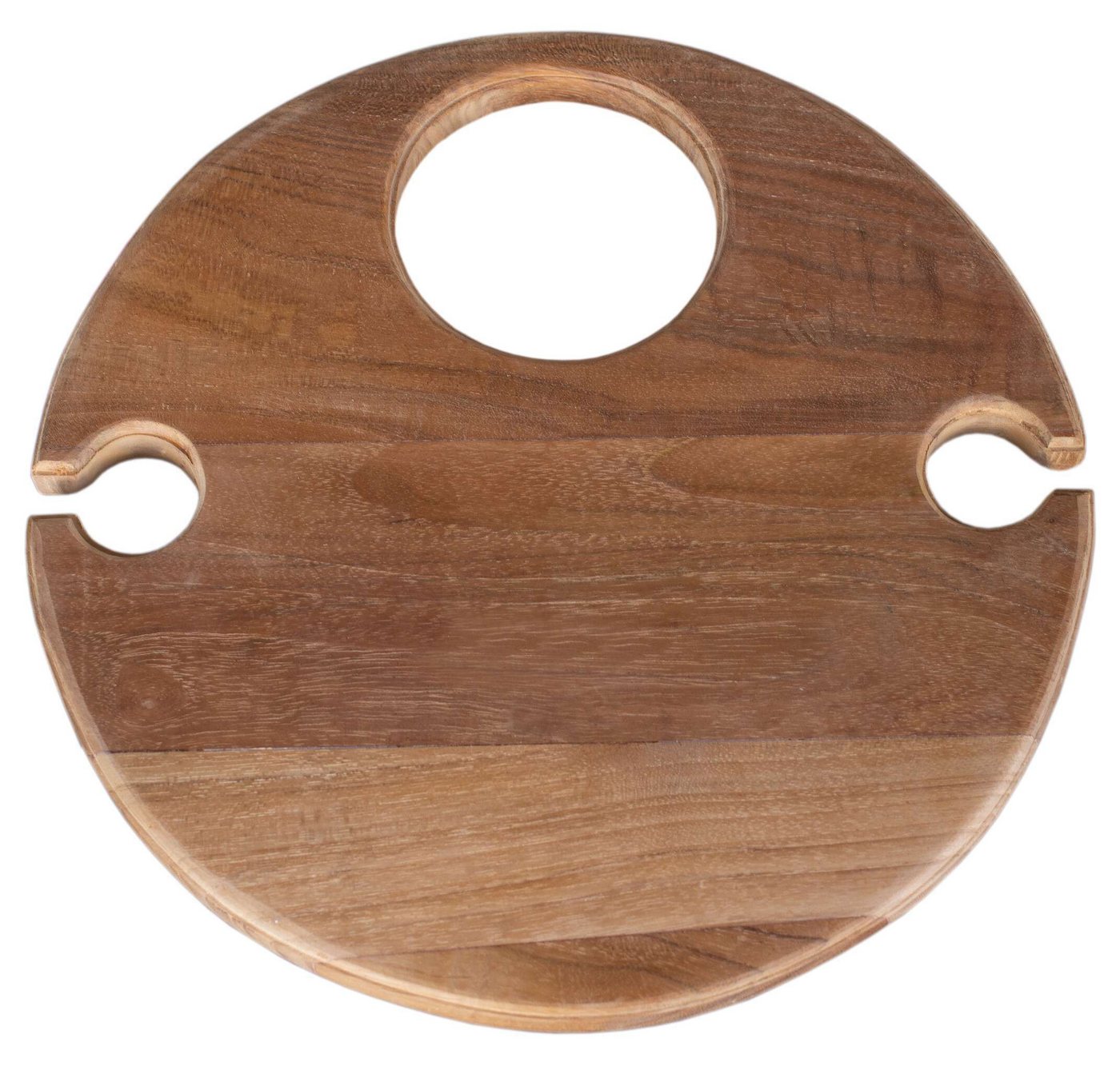 MR.DEKO Weinflaschenhalter Getränkehalter Weinflaschenhalter Teak Strandkorb Robust Beistelltisch, (1-teilig, 1-St., Halterung für 1 Flasche und 2 Gläser), Klap – Bild 3 von 5