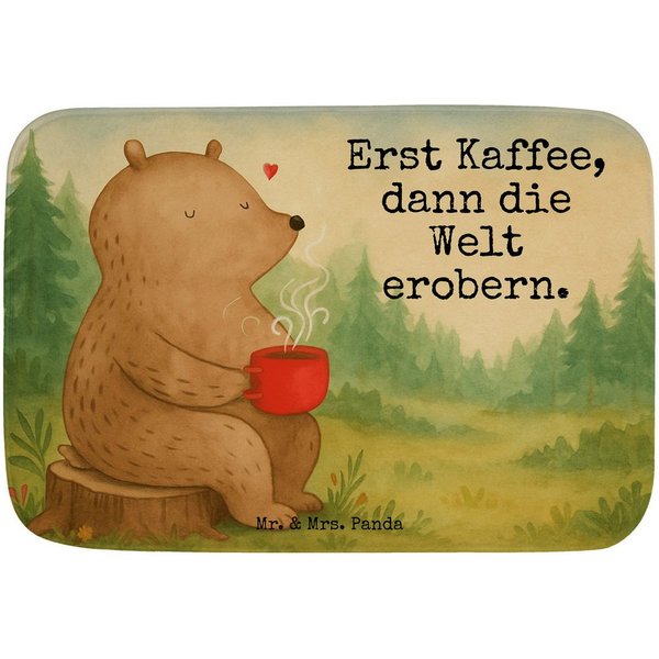 Mr. & Mrs. Panda Badematte Bär Kaffee Design, Badematte, Weiß, Badematte, Coffee, Badezimmer Mat, Höhe 40 mm, Badematte mit Bär Kaffee, Bezauberndes Design von 