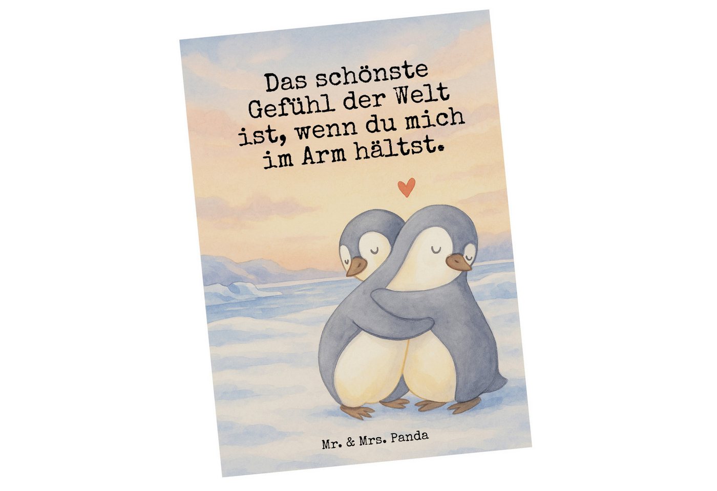 Mr. & Mrs. Panda Postkarte Pinguine Kuscheln Design, Ansichtskarte, Weiß, Kunstkarten, Postkarte, Postkarte Valentinstag Motivkarte – Bild 2 von 5
