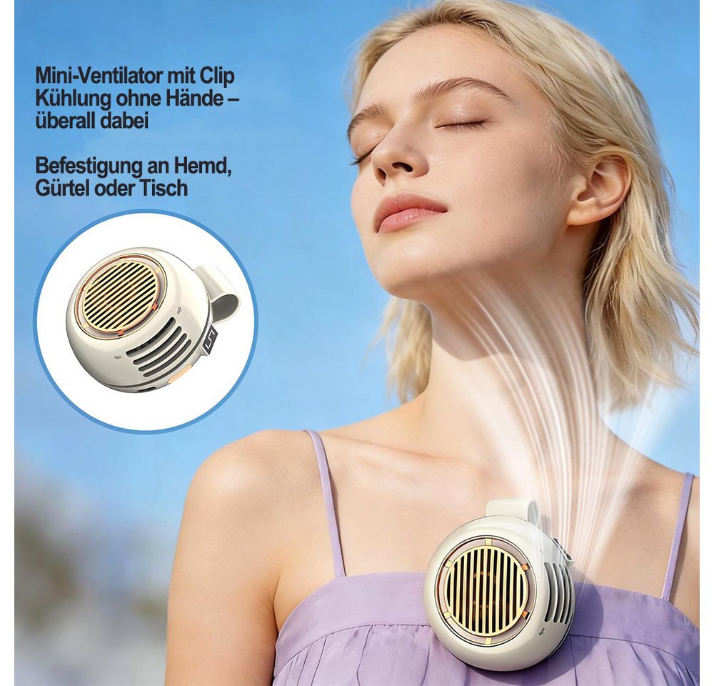 Mrilary Handventilator handfreier Clip- und Taillenventilator,Mini USB-C Wiederaufladbar, 5 Geschwindigkeiten, LED-Digitalanzeige,für Outdoor, Reisen und Büro – Bild 5 von 5