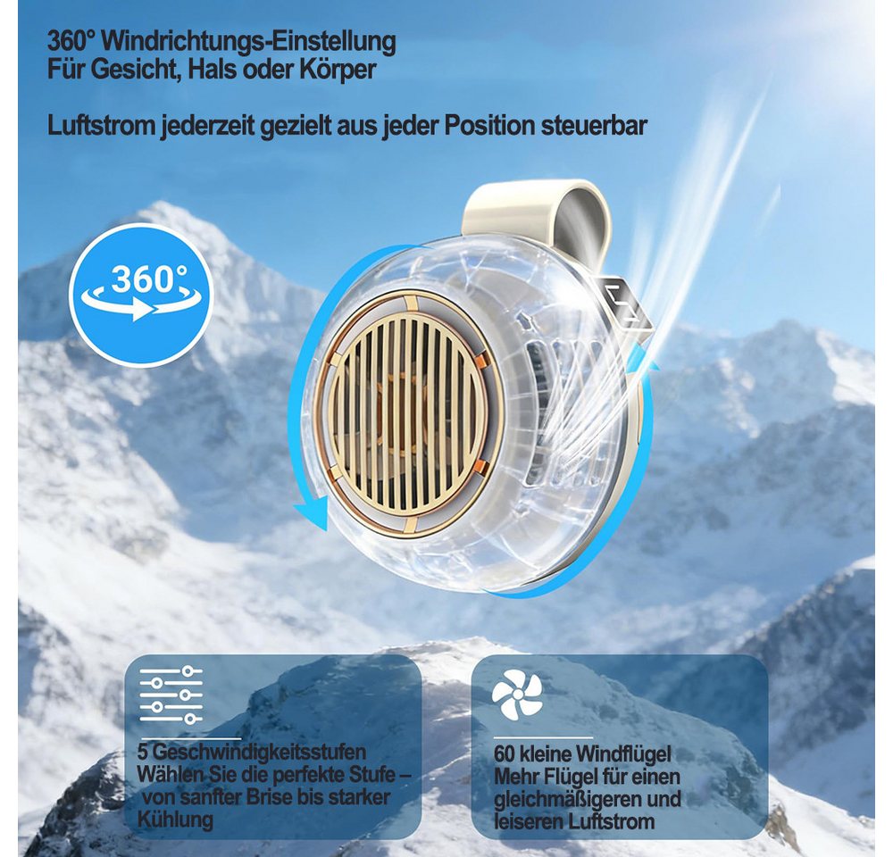 Mrilary Handventilator handfreier Clip- und Taillenventilator,Mini USB-C Wiederaufladbar, 5 Geschwindigkeiten, LED-Digitalanzeige,für Outdoor, Reisen und Büro – Bild 4 von 5