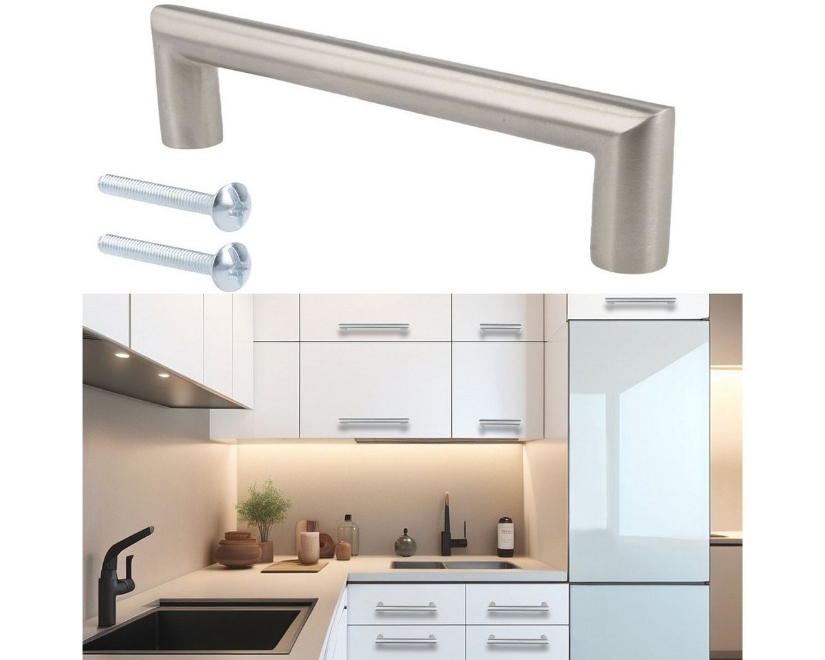 MS Beschläge Möbelgriff Design Schrankgriff Küchen- Schubladengriff Ø 12mm (1-St), rostfrei und geeignet für Feuchträume - 96mm Lochabstand – Bild 3 von 5