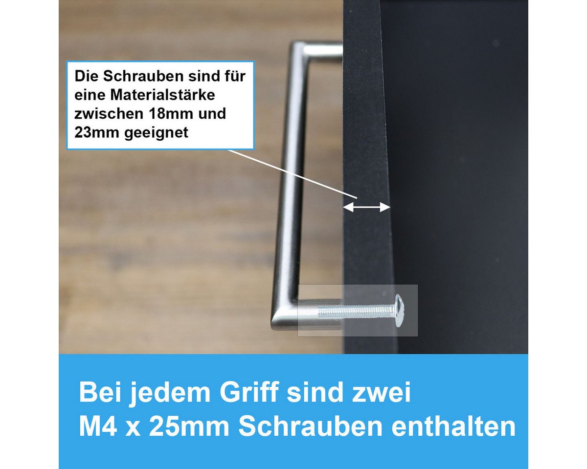 MS Beschläge Möbelgriff Design Schrankgriff Küchen- Schubladengriff Ø 12mm (1-St), rostfrei und geeignet für Feuchträume - 96mm Lochabstand – Bild 5 von 5