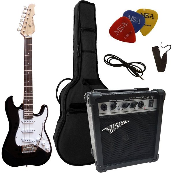 MSA E-Gitarre 3/4 Junior Gitarre im 20 Watt Set, Set mit Tasche, Band, 3xPleks, Kabel