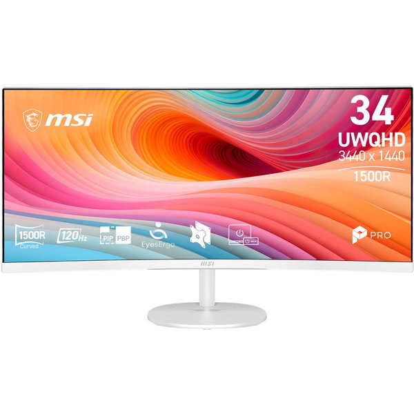 MSI PRO MP341CQW E12 LCD-Monitor (86,4 cm/34 ", 3440 x 1440 px, UWQHD, 1 ms Reaktionszeit, 120 Hz, VA LCD, neigbar, 3 Jahre Herstellergarantie)