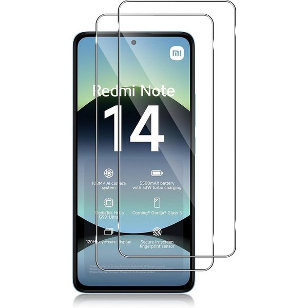 MSM Displayschutzglas 2X Schutzglas für Xiaomi Redmi Note 14 4G / 5G Panzerfolie 9H