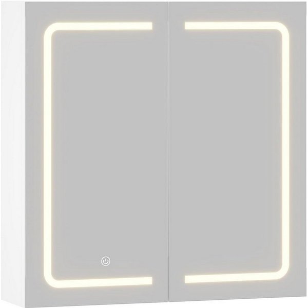 MSMASK Badezimmerspiegelschrank mit LED-Beleuchtung, Sensorschalter, 17 x 65 x 65 cm, Weiß (1-St) 2 Türen & verstellbare Ablage