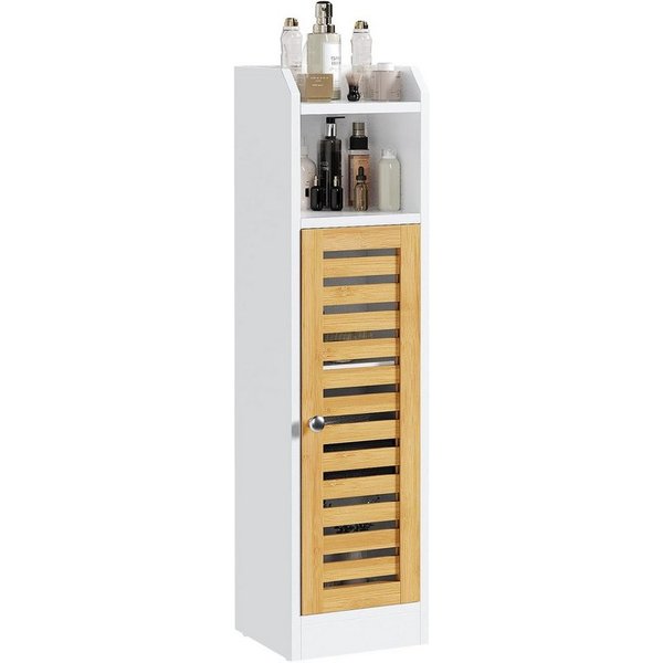 MSMASK Badregal Badezimmerschrank, Toilettenschrank, Beistellschrank 20×20×80 cm, 1-tlg., mit 2 offenen Fächern & Verstellbare Ablagen