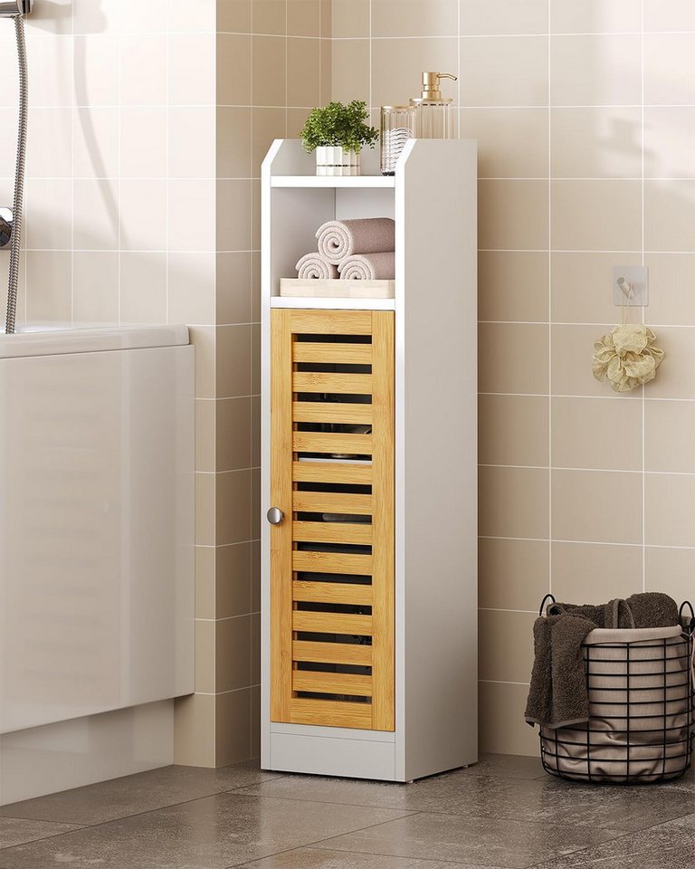 MSMASK Badregal Badezimmerschrank, Toilettenschrank, Beistellschrank 20×20×80 cm, 1-tlg., mit 2 offenen Fächern & Verstellbare Ablagen – Bild 3 von 5