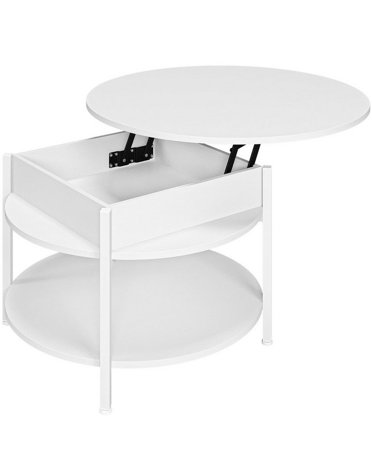 MSMASK Couchtisch Rund, höhenverstellbarer Kaffeetisch mit Verstecktem Stauraum (1-St), Couchtisch Holz mit Offenem Fach – Bild 3 von 5