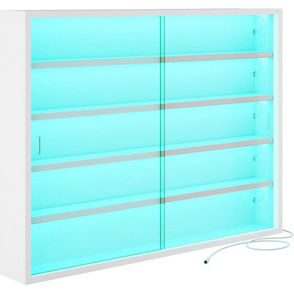 MSMASK Hängevitrine 5-stöckig, LED-Beleuchtung, Weiß
