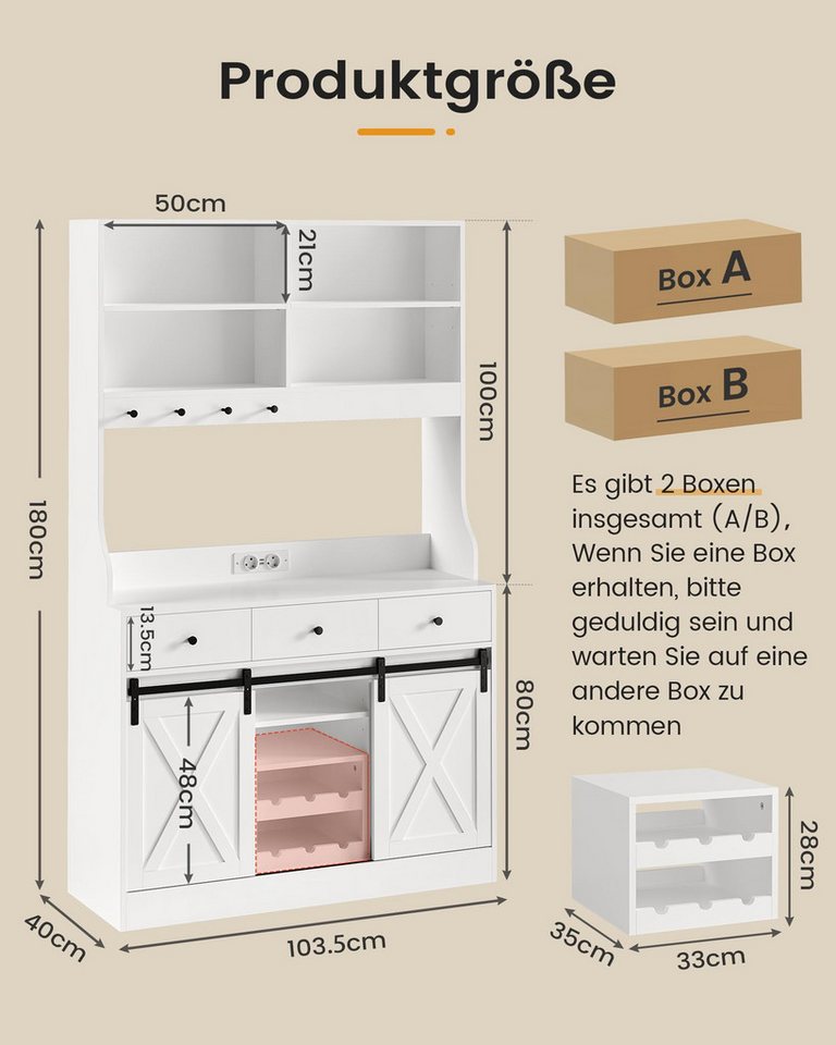MSMASK Küchenbuffet Küchenschrank Sideboard Mehrzweckschrank mit LED-Beleuchtung (1-St) – Bild 2 von 5