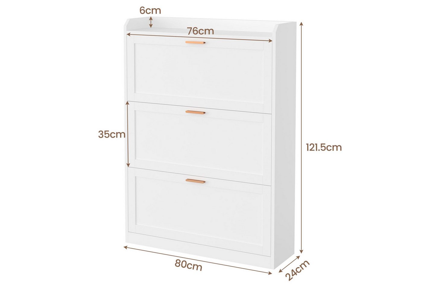 MSMASK Schuhschrank mit 3 Klappen, Schuhregal, Schuhkipper Schmal, 24 x 80 x 121 cm (1-St) – Bild 2 von 5