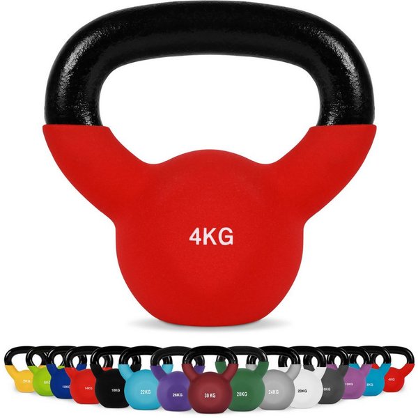 MSports® Kettlebell Kettlebell Professional Neopren 2 – 30 kg inkl. Übungsposter