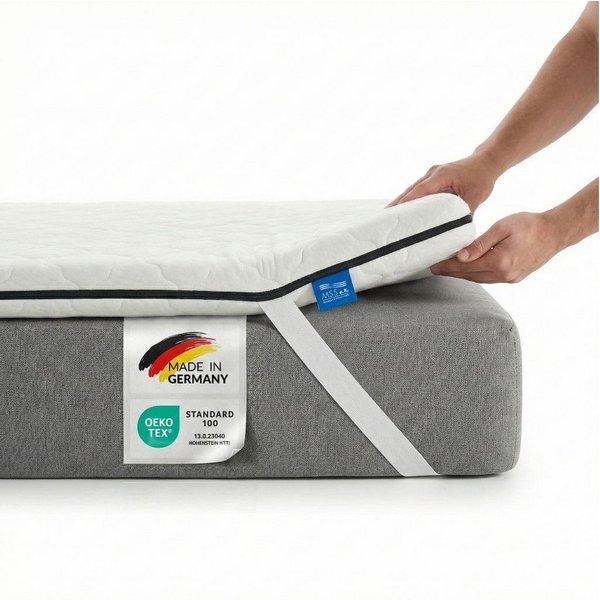 MSS e.K., Topper Komfortschaum-Topper mit Bezug und 4 Eckspanngummi, 6 cm hoch, Komfortschaum, abnehmbarer Bezug