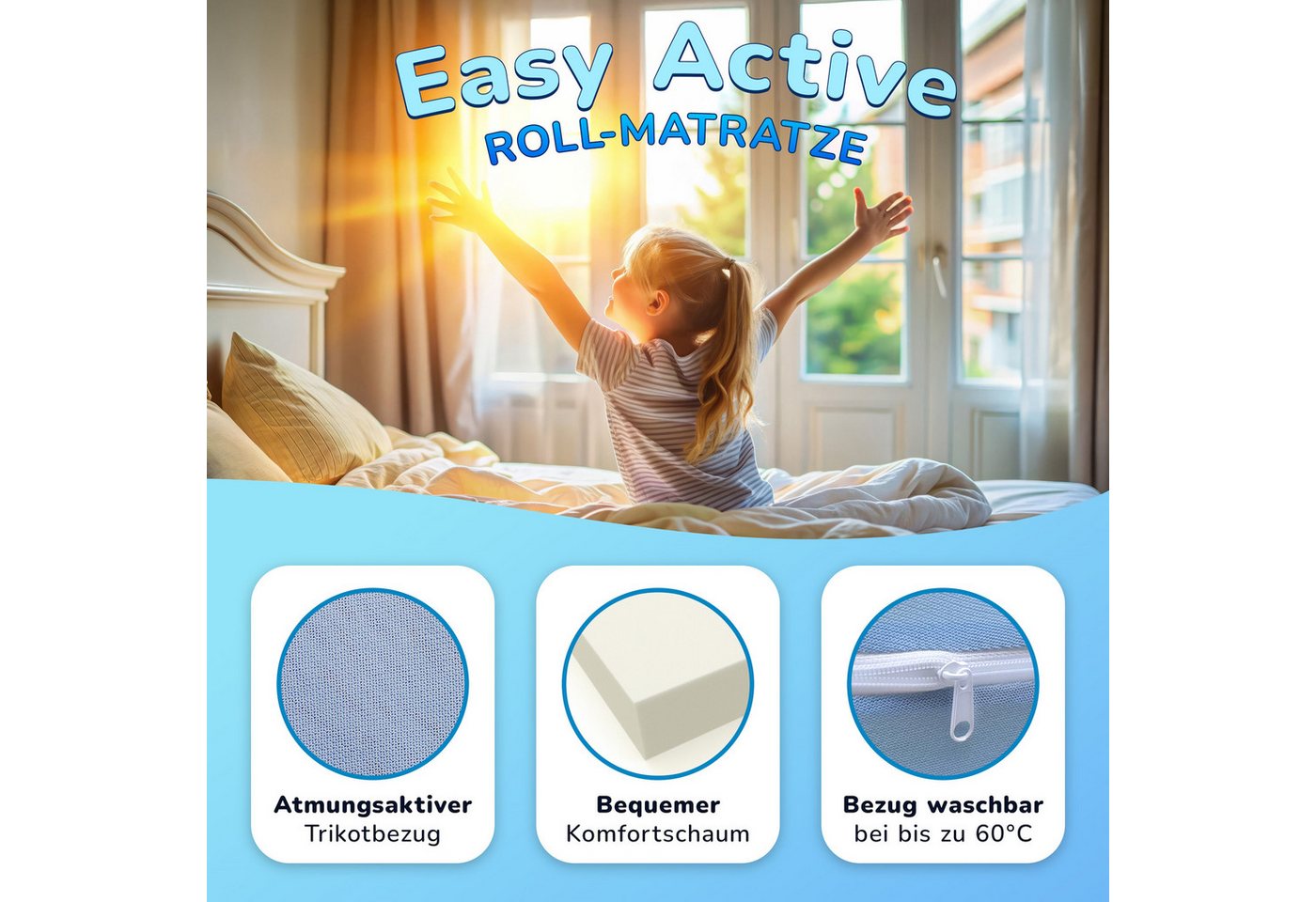 Kaltschaummatratze EASY ACTIVE Rollmatratze 60x120 70x140 70x200 80x200 90x190 90x200, MSS e.K., 11 cm hoch, (weitere Größen, auch als Jugendmatratze Gästematra – Bild 3 von 5