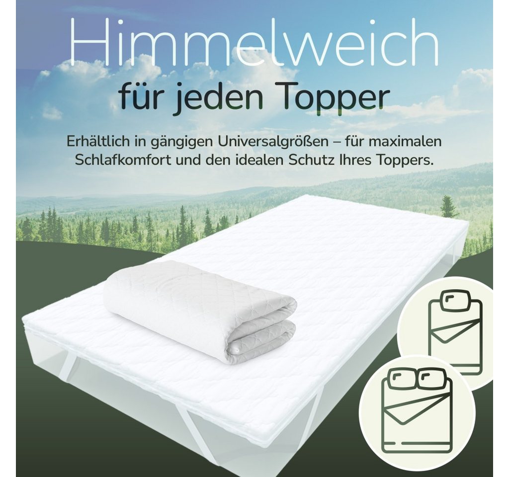 Matratzenschutzbezug Topper-Bezug Classic, Höhe 5 cm, 4-Eckspanngummis, 90x200 140x200 MSS e.K., Karo-Steppmuster, waschmaschinenfest bei 60 °C – Bild 2 von 5