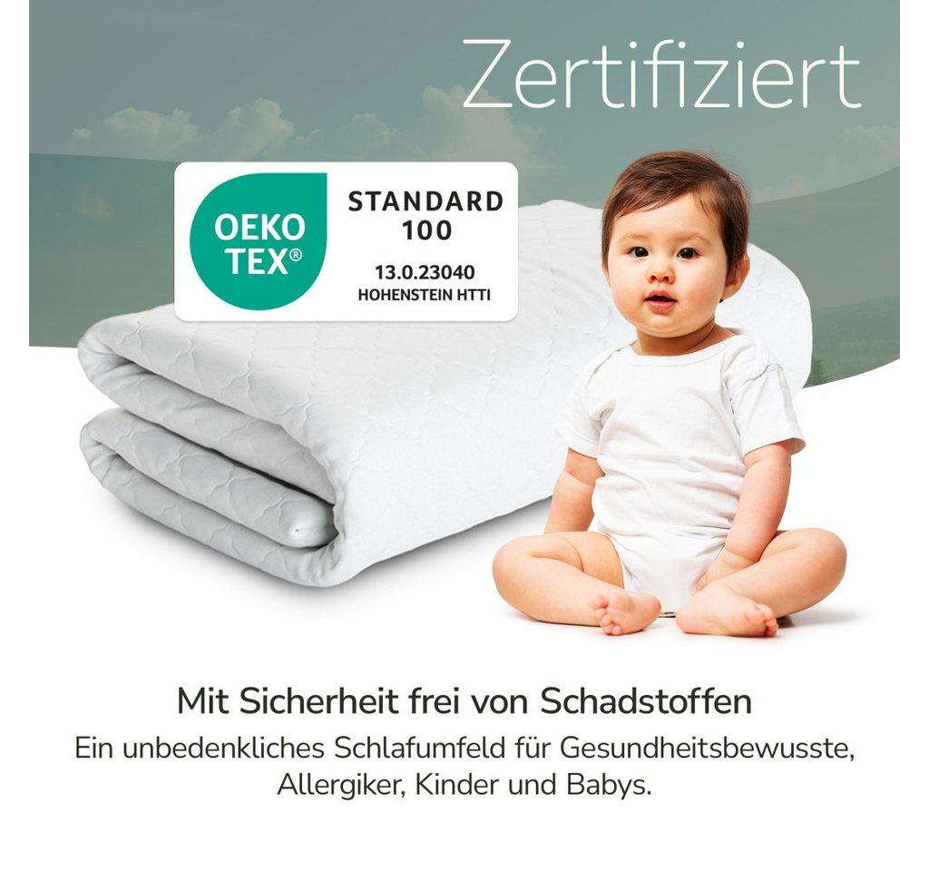 Matratzenschutzbezug Topper-Bezug Classic, Höhe 5 cm, 4-Eckspanngummis, 90x200 140x200 MSS e.K., Karo-Steppmuster, waschmaschinenfest bei 60 °C – Bild 4 von 5