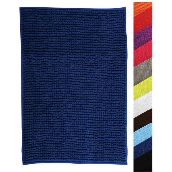MSV Badematte CHENILLE, Höhe 12 mm, Badteppich, 100% Polyester Microfaser, Anti-Rutsch Beschichtung, mit praktischer Schlaufe zum Aufhängen, Waschbar 30°, Flaus