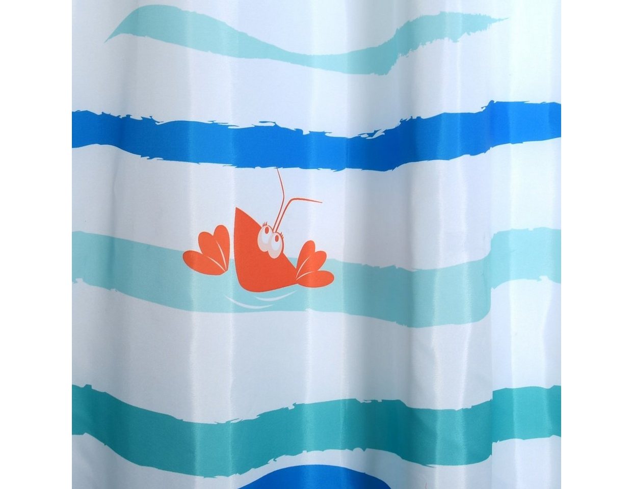 MSV Duschvorhang DEEP OCEAN Breite 180 cm, Textil-Duschvorhang, 100% Polyester, wasserabweisend, Anti-Schimmel-Effekt, waschbar 30°, maritimes Design, Farbe wei – Bild 3 von 4