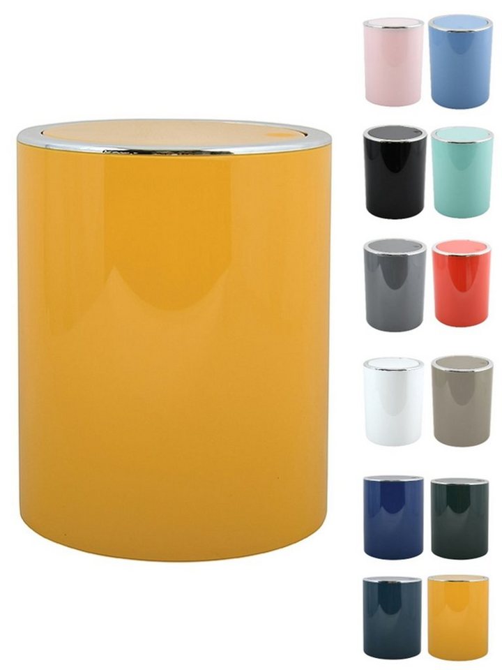 MSV Kosmetikeimer KAMAKA, eleganter Abfalleimer mit Schwingdeckel, für Küche, Bad, Büro, in angesagten Trendfarben, 6 L, gelb – Bild 4 von 4