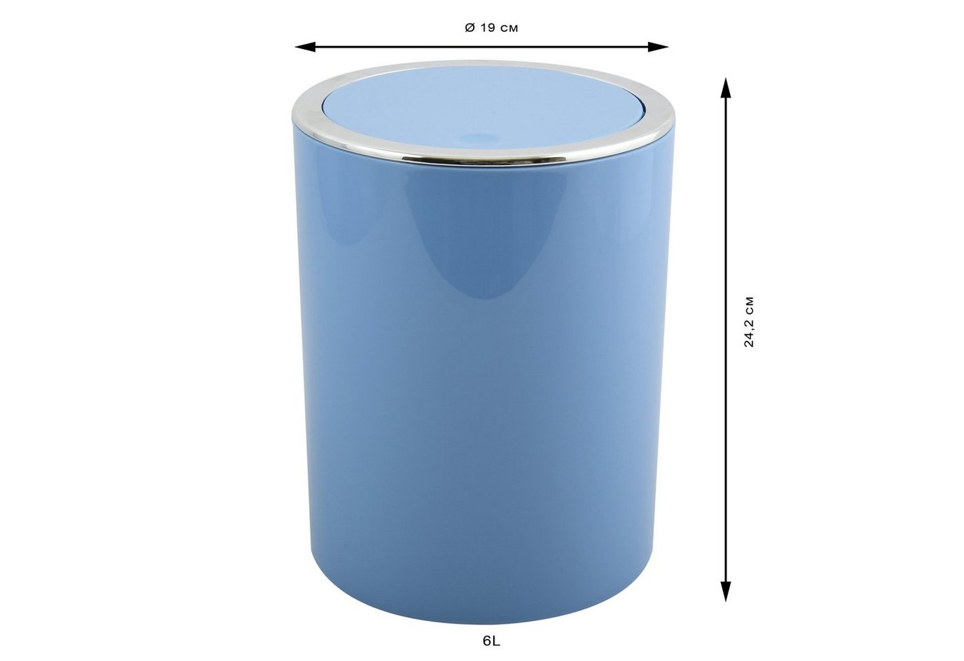 MSV Kosmetikeimer KAMAKA, eleganter Abfalleimer mit Schwingdeckel, für Küche, Bad, Büro, in angesagten Trendfarben, 6 L, pastellblau – Bild 4 von 5