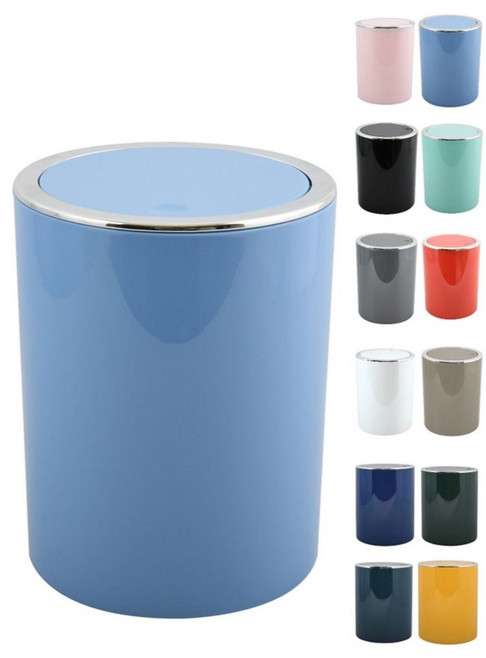 MSV Kosmetikeimer KAMAKA, eleganter Abfalleimer mit Schwingdeckel, für Küche, Bad, Büro, in angesagten Trendfarben, 6 L, pastellblau – Bild 5 von 5
