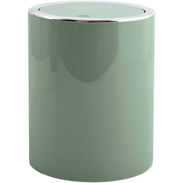 Kosmetikeimer KAMAKA, eleganter Abfalleimer mit Schwingdeckel, für Küche, Bad, Büro, in angesagten Trendfarben, 6 L, basil grün