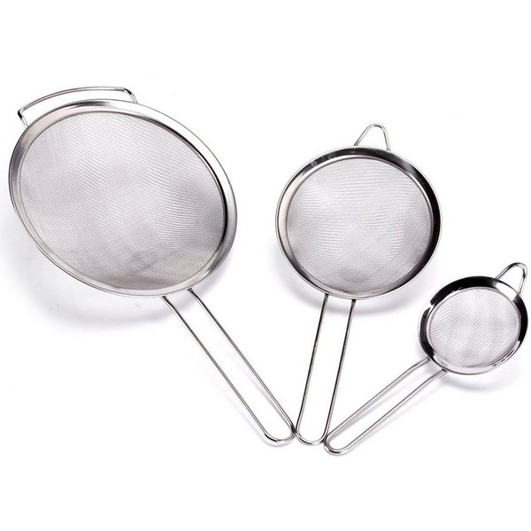 MSV Küchensieb SIEB-SET, rostfreier Edelstahl Inox, (3-tlg. Kombi-Set in 3 Größen, 3-St), Perfekt zum Abtropfen, Seihen oder Passieren, rostfreier Edelstahl Ino