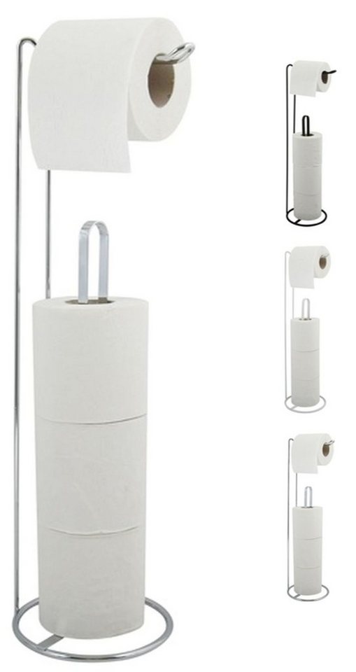 MSV Toiletten-Ersatzrollenhalter AMY, Stahl verchromt, kombinierter Toilettenpapierhalter und Ersatzrollenhalter - für bis zu 3 Ersatzrollen, edle Hochglanz-Opt – Bild 3 von 3