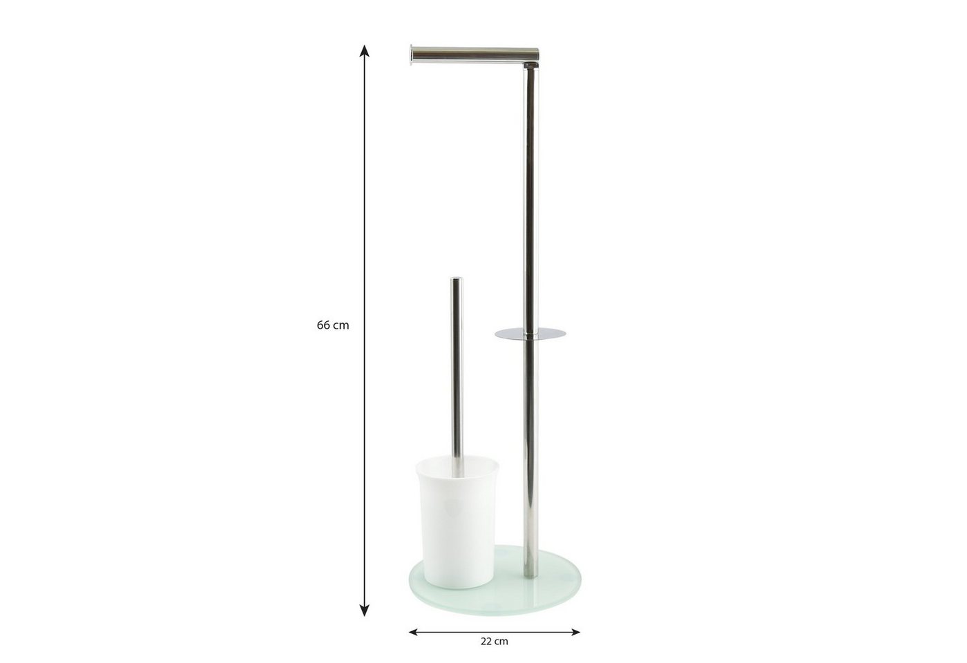 MSV Toilettenpapierhalter BERGAMO, WC Standgarnitur, 3 in 1: Toilettenbürste mit Rollenhalter und Ersatzrollen-Aufbewahrung, Edelstahl, farbiges Glas, 22x60 cm, – Bild 5 von 5
